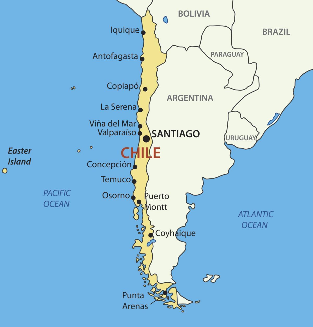 Kart over Chile land