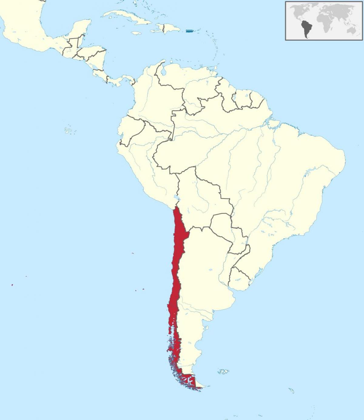 Chile i sør-amerika kart