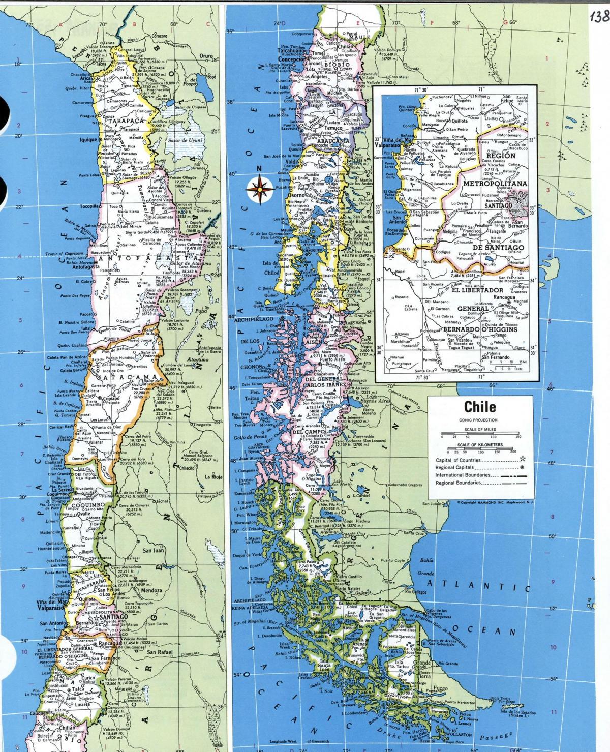 Detaljert kart over Chile