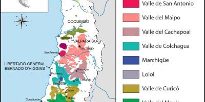 Kart over Chile vin regioner 