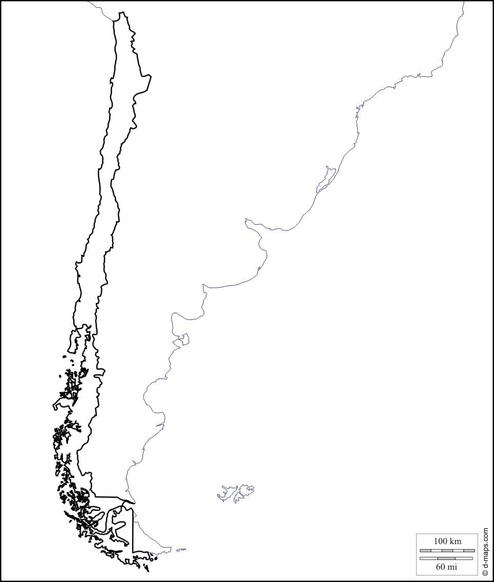 blank kart over Chile
