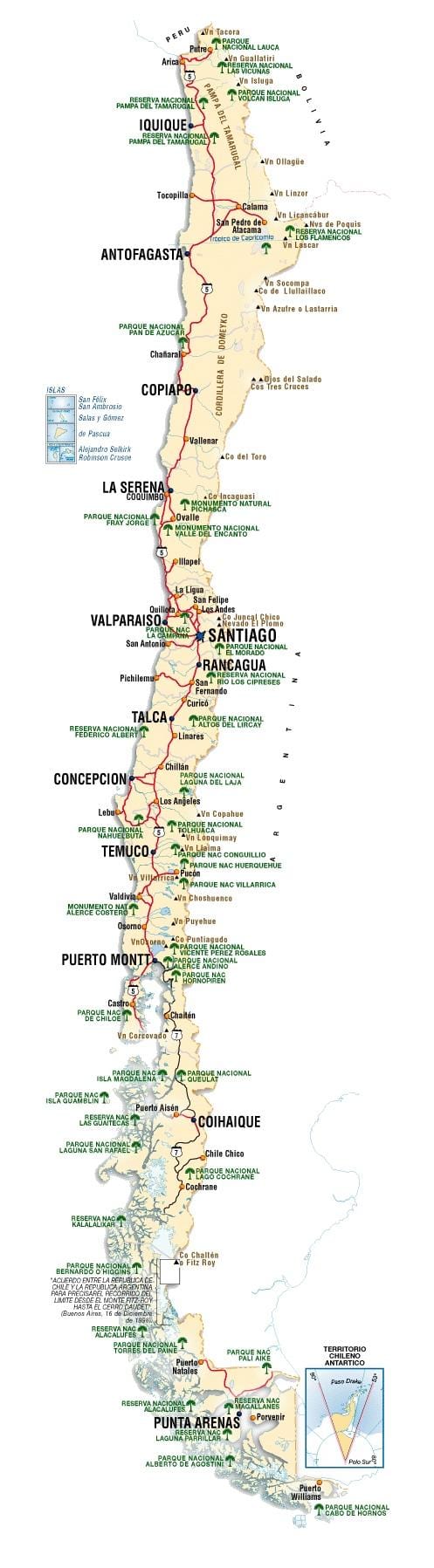 Chile attraksjoner kart