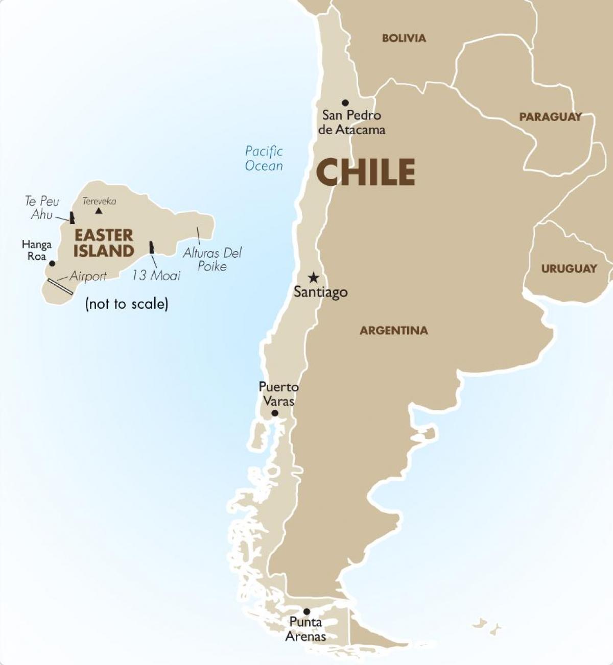 kart over Chile inkludert påskeøya