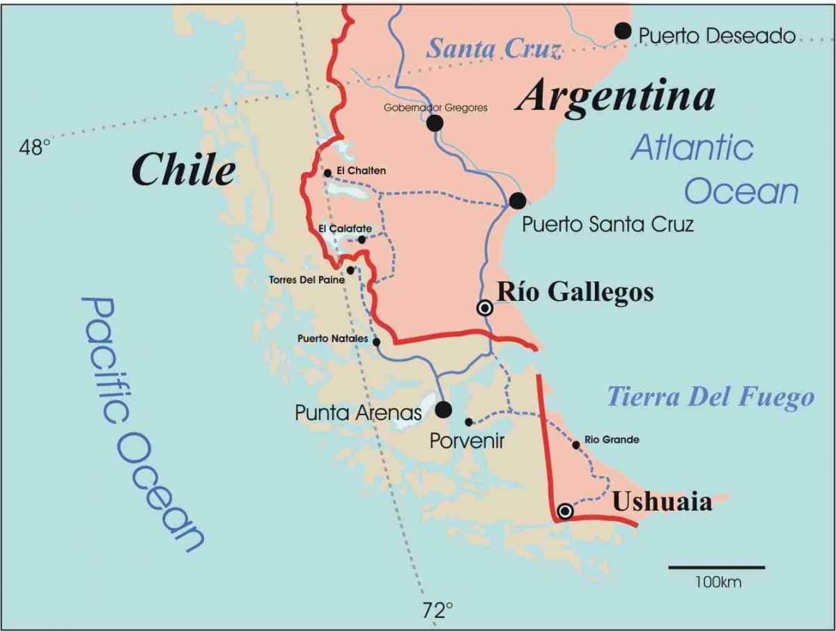 Kart av patagonia i Chile