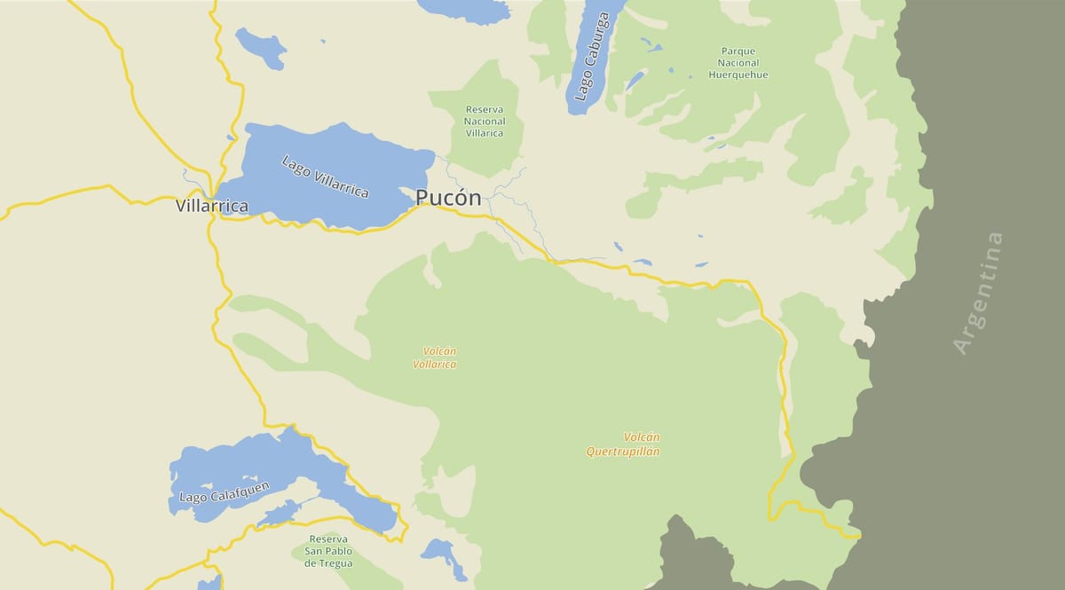 Kart over pucon, Chile