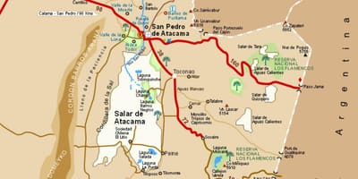 Kart over atacama i Chile