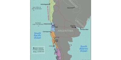 Kart over valdivia i Chile
